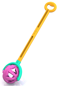 Каталка с ручкой "Шарик" (желто-фиолетовая) 59х15х12 см.