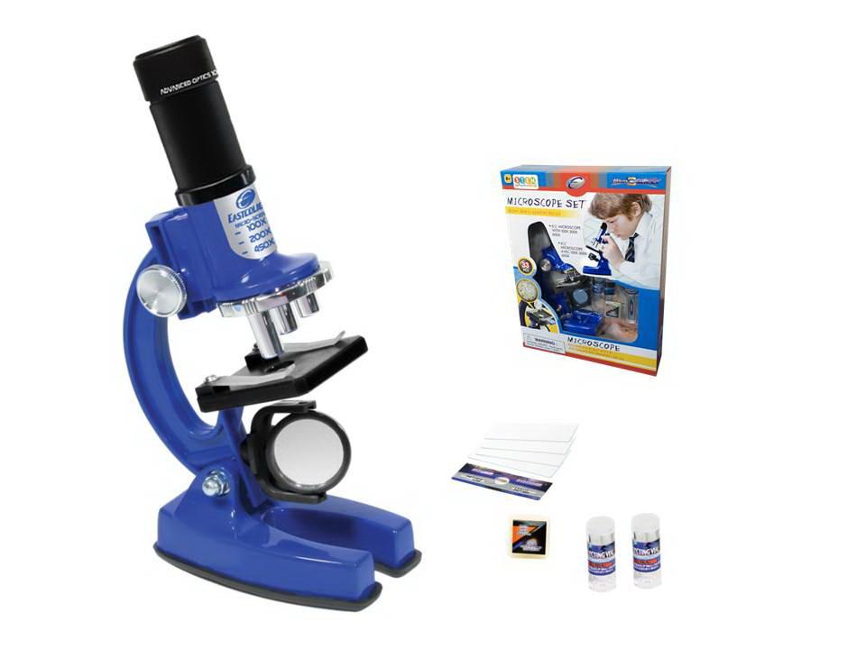 Набор для опытов с микроскопом, 23 предмета в наборе, цвет синий