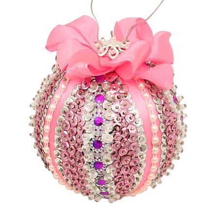 Набор для творчества Волшебная мастерская Новогодний шар из пайеток "Серебрянный" розовый, диаметр 7см