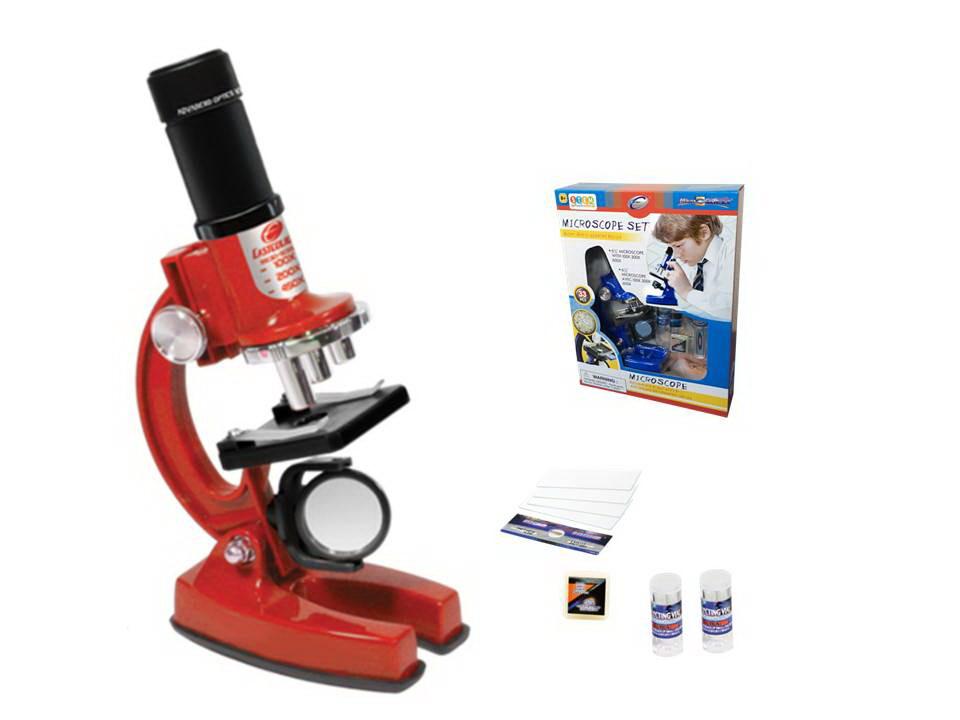 Набор для опытов с микроскопом, 23 предмета в наборе, цвет красный
