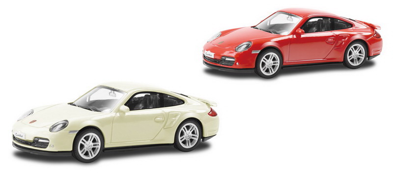 Машина металлическая RMZ City 1:43 Porsche 911 Turbo, без механизмов, 2 цвета в ассортименте (красный/белый)